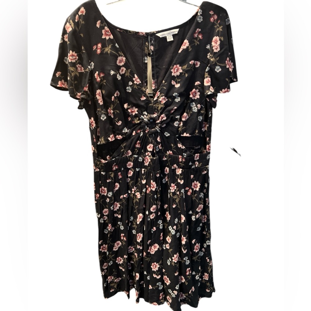 American Eagle Outfitters Black Ruched Midi Sundress